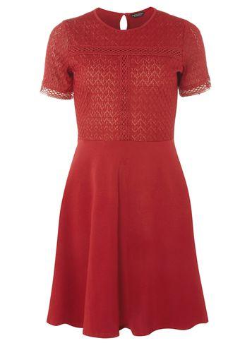 Dorothy Perkins Red Mixed Lace Dress