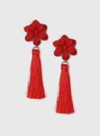 Dorothy Perkins Red Floral And Tassel Earrings