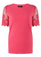 Dorothy Perkins Raspberry Lace Sleeve T-shirt