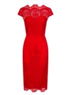 Dorothy Perkins *chi Chi London Red Embroidered Pencil Dress