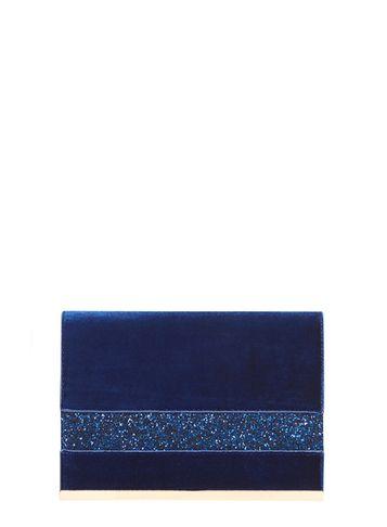 Dorothy Perkins Blue Velvet Glitter Clutch Bag