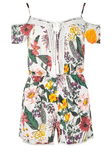 Dorothy Perkins Ivory Floral Tassel Playsuit