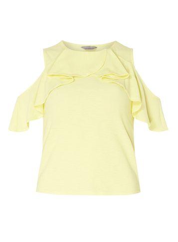 Dorothy Perkins Petite Yellow Cold Shoulder Top
