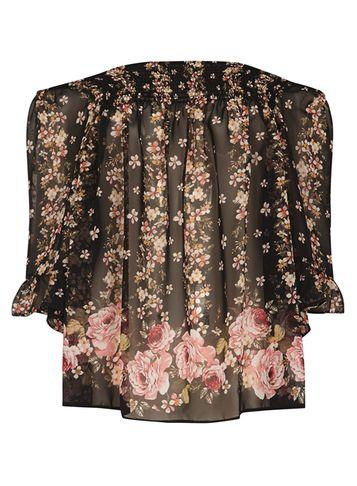 Dorothy Perkins Black Ditsy Bardot Top