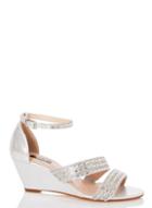 *quiz Wide Fit Silver Shimmer Mid Wedges