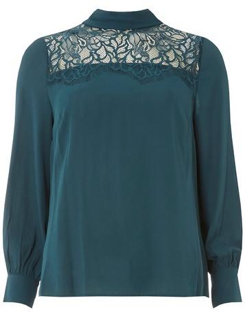 Dorothy Perkins Petite Teal Lace Tie Back Top