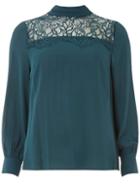 Dorothy Perkins Petite Teal Lace Tie Back Top