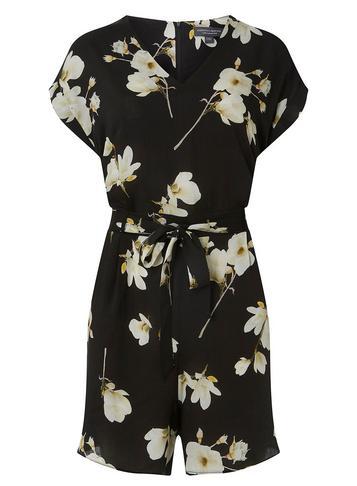 Dorothy Perkins *tall Black Floral Playsuit