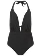 Dorothy Perkins *black Plain Plunge Swimsuit