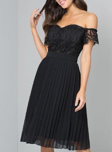 Dorothy Perkins *chi Chi London Black Crochet Bardot Dress