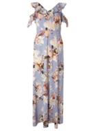 Dorothy Perkins Lilac Floral Print Cold Shoulder Maxi Dress