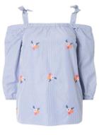 Dorothy Perkins Stripe Floral Cold-shoulder Top