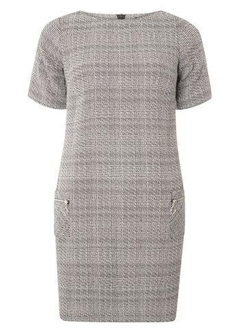 Dorothy Perkins Grey Short Sleeve Check Shift Dress