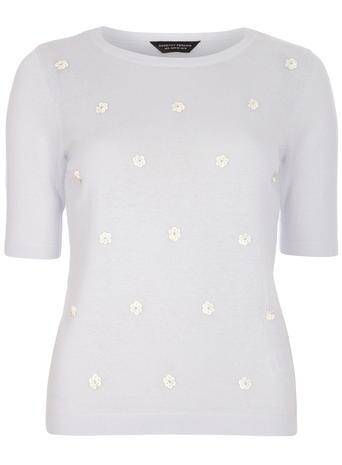 Dorothy Perkins Blue Applique Pu Floral Tee