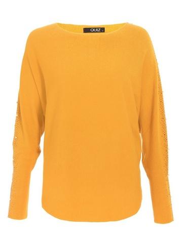Dorothy Perkins *quiz Yellow Embellished Batwing Jumper