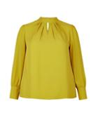 Dorothy Perkins *dp Curve Lime Pleat Neck Top