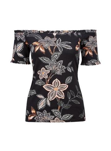 Dorothy Perkins Black Floral Frill Bardot Top