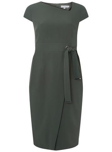 Dorothy Perkins Petite Khaki Belted Pencil Dress