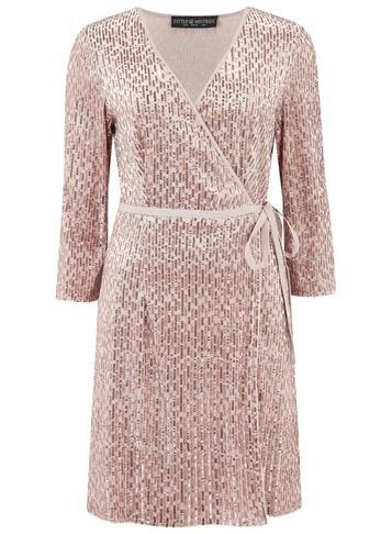 *little Mistress Mink Embellished Wrap Dress