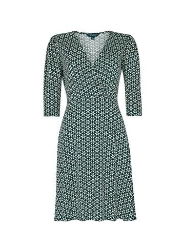 Dorothy Perkins Black Floral Geometric Print Puff Sleeve Wrap Dress