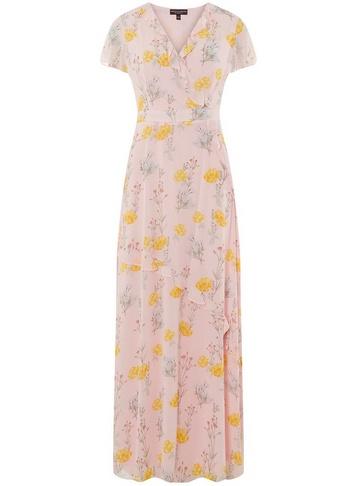 Dorothy Perkins Blush Floral Print Chiffon Ruffle Maxi Dress