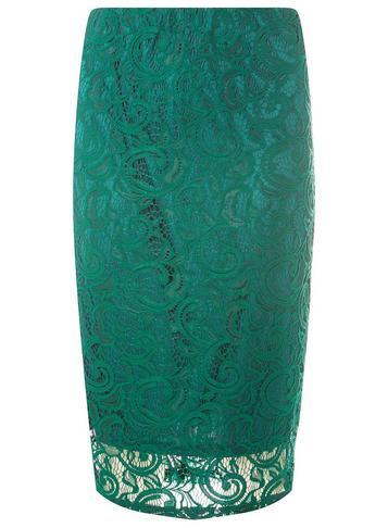 Dorothy Perkins Green Lace Pencil Skirt