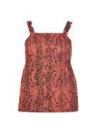 Dorothy Perkins *dp Curve Red Snake Print Ruffle Square Neck Top