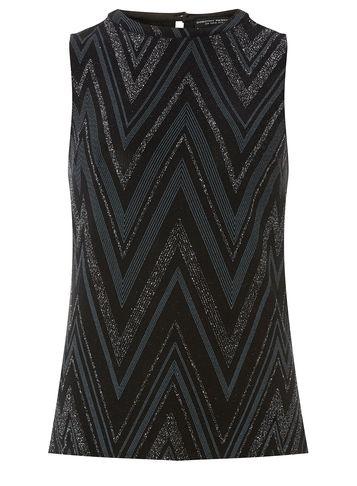 Dorothy Perkins Black Knotted Glitter Chevron Top