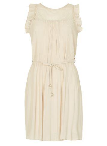 Dorothy Perkins *izabel London Beige Frill Pleated Skater Dress