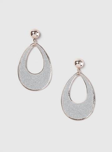 Dorothy Perkins Rose Gold Large Glitter Oval Earrings