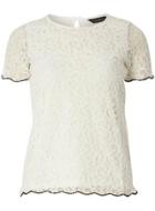 Dorothy Perkins Ivory Scallop Edge Beaded Tee