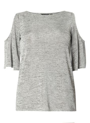 Dorothy Perkins Silver Jersey Cold Shoulder Top