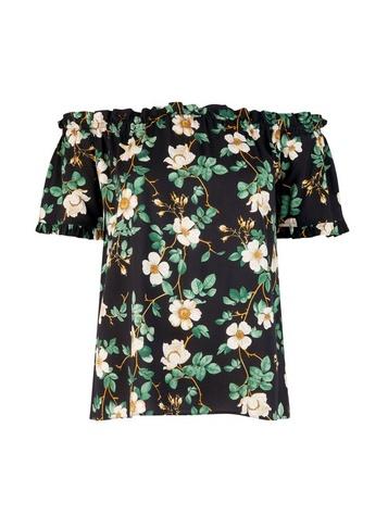 Dorothy Perkins Black Floral Print 'barbara' Bardot Top