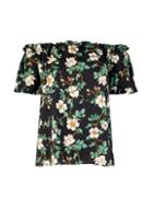 Dorothy Perkins Black Floral Print 'barbara' Bardot Top