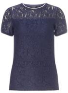 Dorothy Perkins Navy Blue Lace T-shirt