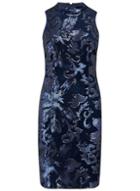 *little Mistress Navy Floral Velvet Dress