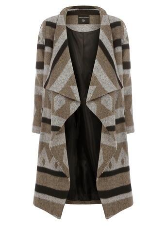 Dorothy Perkins Grey And Camel Waterfall Coat