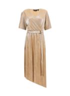 Dorothy Perkins Gold D-ring Plisse Wrap Midi Dress