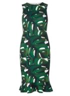 Dorothy Perkins Petite Green Leaf Fitted Bodycon Dress