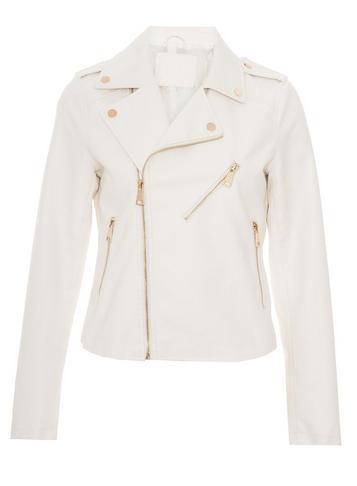 Dorothy Perkins *quiz White Gold Zip Biker Jacket