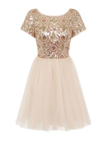 Dorothy Perkins *chi Chi London Petite Gold Sequin Party Dress