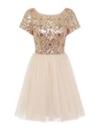 Dorothy Perkins *chi Chi London Petite Gold Sequin Party Dress