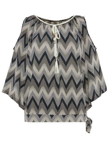 Dorothy Perkins *quiz Black And Stone Zig Zag Top