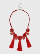 Dorothy Perkins Red Flower Tassel Necklace