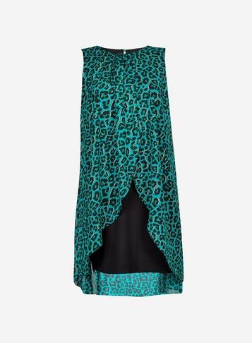 *billie & Blossom Teal Animal Print Trapeze Dress