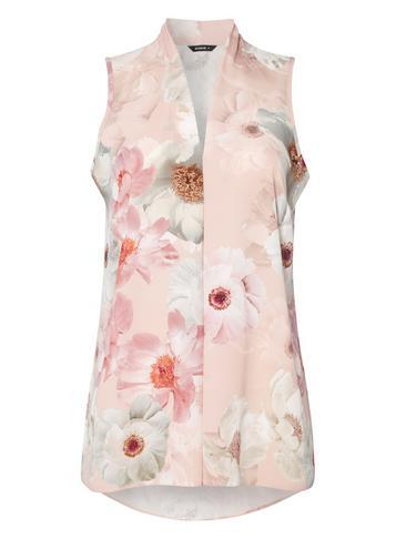 Dorothy Perkins *roman Originals Light Pink Floral Print Sleeveless Top