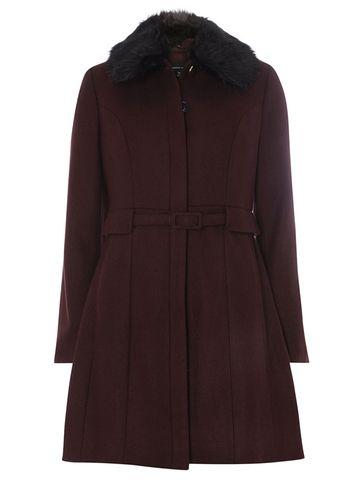 Dorothy Perkins Red Faux Fur Port Lady Coat