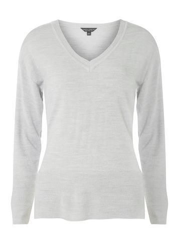 Dorothy Perkins Grey Boxy V-neck Jumper