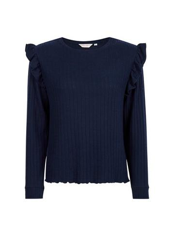 Dorothy Perkins Navy Ribbed Long Sleeve Top