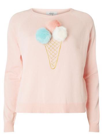Dorothy Perkins *only Pink Ice Cream Pom Pom Knit Top